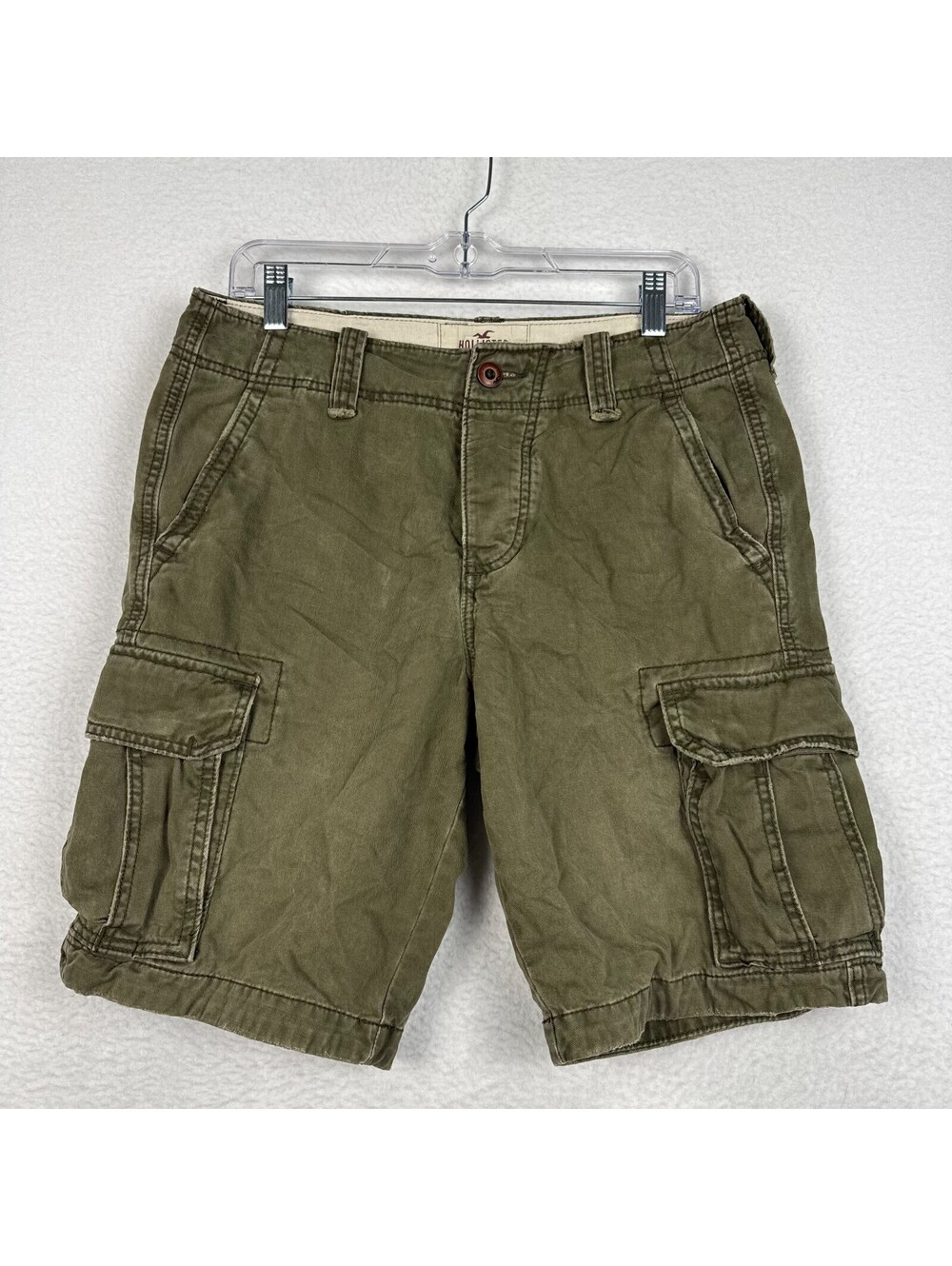 Vintage Y2K Hollister Mens 31 Button Fly Cargo Shorts Paratrooper Military Green